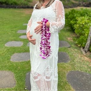 XL white lace elegant maternity dress